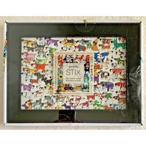 Puzzle 'STIX' • 42 Double-sided Wooden Puzzle STIX inside a frame • DOGS/CATS
